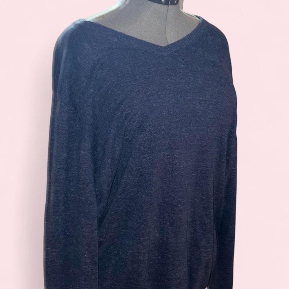 Sonoma Life Style Navy Blue V-Neck Sweater Womens 2XB Plus Size Lightweight Knit